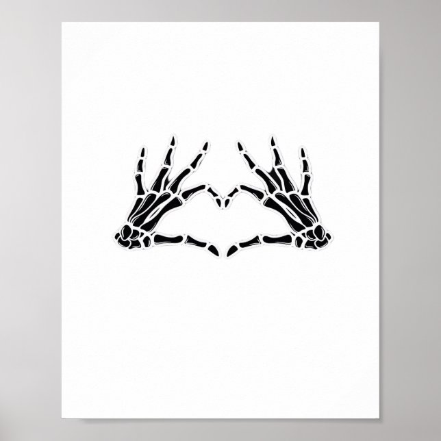 Poster Mains De Squelette En Forme De Coeur - Art Unique  (Devant)