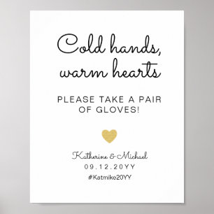 Poster Mains froides Coeurs chauds Gants Mariages Favoris