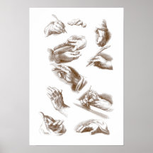 Mains, gestes, dessin, 17ème siècle, vintage