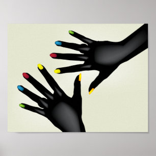 Poster Mains noires avec l'affiche peinte de clous