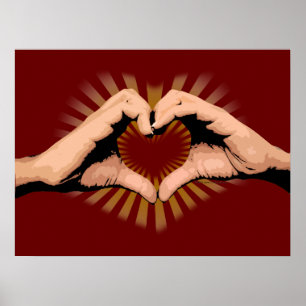 Poster Mains sous forme de coeur, conception d'amour