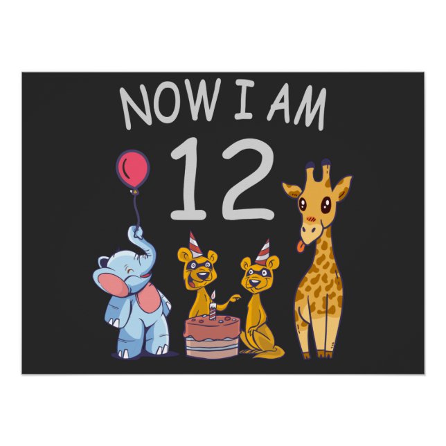 Poster Maintenant, j'ai 12 ans 12e anniversaire au Zoo (Devant)