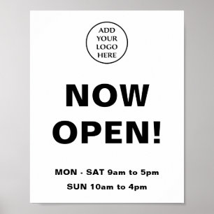 Poster Maintenant Open Store Heures Entreprise Logo de l'