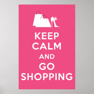 Poster Maintenez calme et allez faire des emplettes -