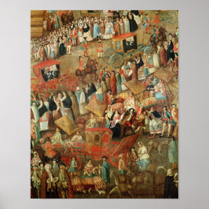 Poster Maire de plaza au Mexique, détail des chariots