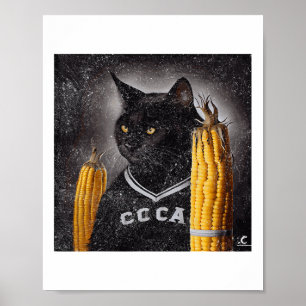 Poster Maïs De Hockey Sur Chat Sur Le Cob