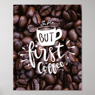 Poster Mais Premier Citation De Café Beans Typographie Bl