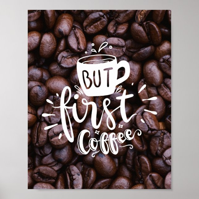 Poster Mais Premier Citation De Café Beans Typographie Bl (Devant)