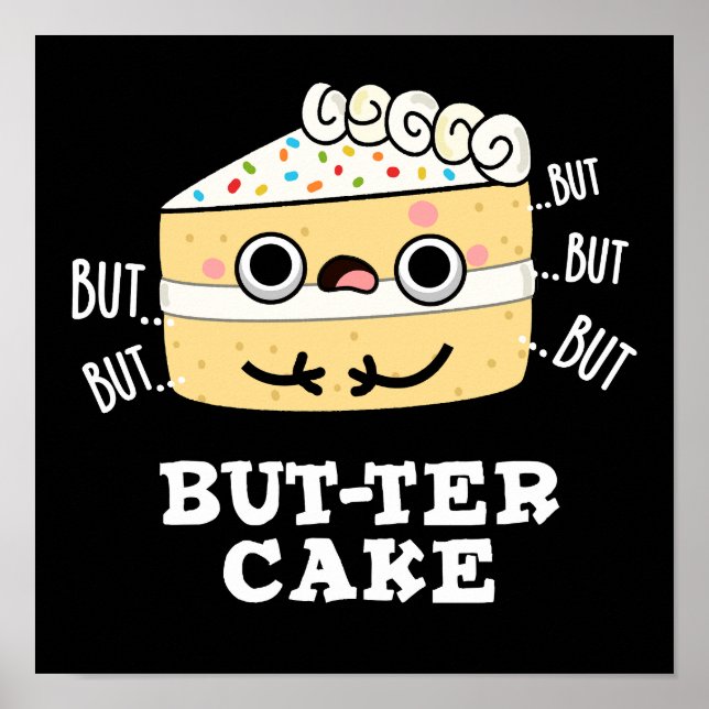 Poster Mais-ter gâteau amusant beuret jeu de boutons fonc (Devant)