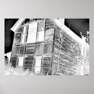 Poster Maison à deux étages abandonnée - négatif