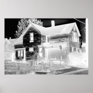 Poster Maison abandonnée - négatif