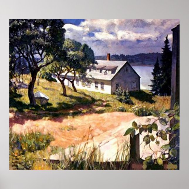 Poster Maison Au Bord Du Lac - Imprimer (Devant)