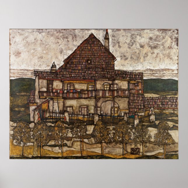 Poster Maison avec toit en bardeau par Egon Schiele (Devant)