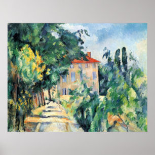 Poster Maison avec toit rouge par Paul Cezanne