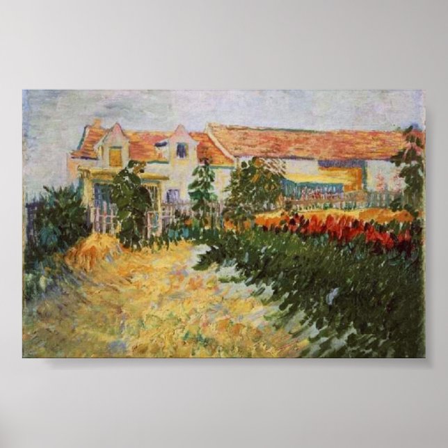 Poster Maison avec Tournesol Van Gogh Art (Devant)