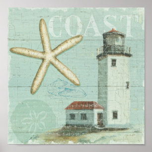 Poster Maison Blanche sur la plage