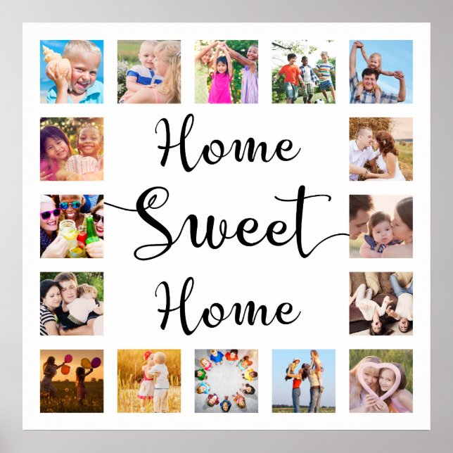 Poster Maison Blanche Sweet Home 14 Famille Photo Collage (Devant)