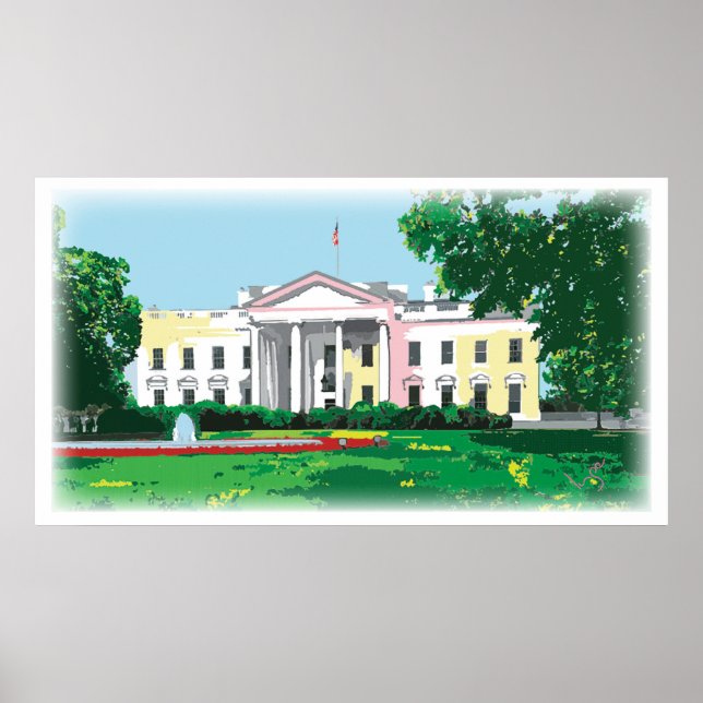Poster Maison Blanche - Washington DC peinture numérique (Devant)