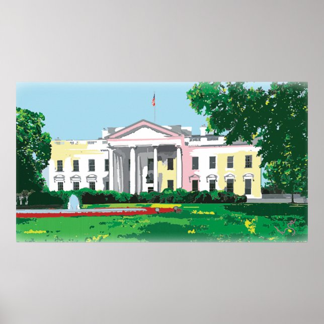 Poster Maison Blanche - Washington DC peinture numérique (Devant)