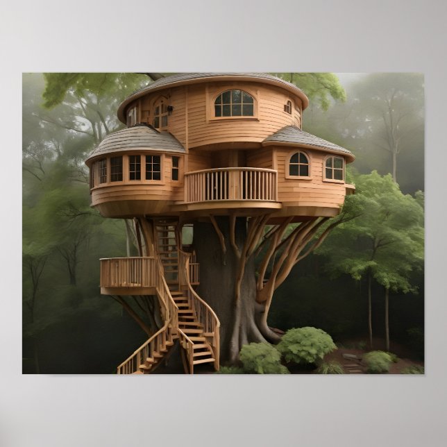 Poster Maison d'arbre ronde (Devant)