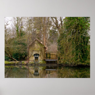 Poster Maison de bateau en brique rustique rivière