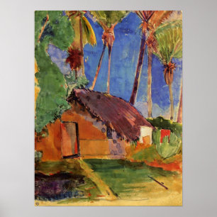 Poster 'Maison de chaume sous les paumes' - Paul Gauguin 