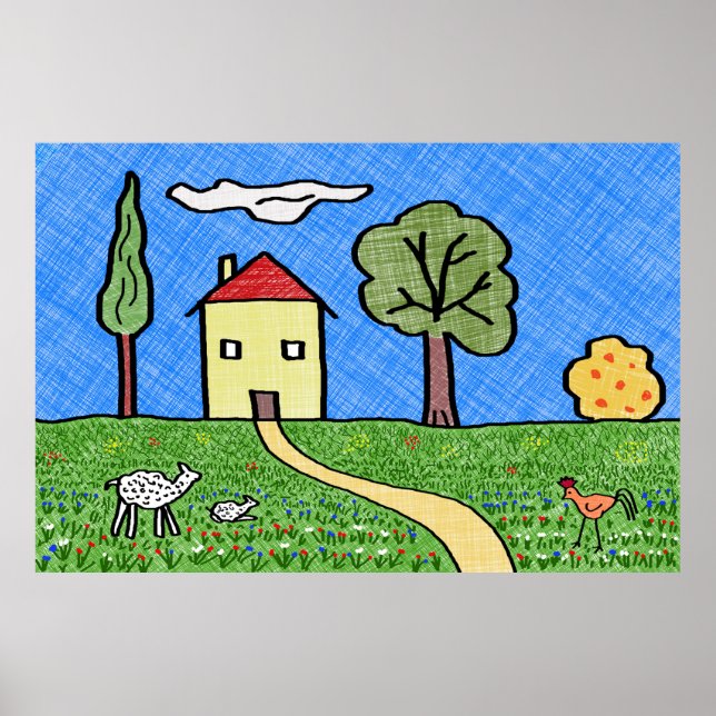 Poster Maison de dessin dans le pays (Devant)
