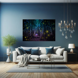 Poster Maison de la fée de luciole de la Forêt Enchantée