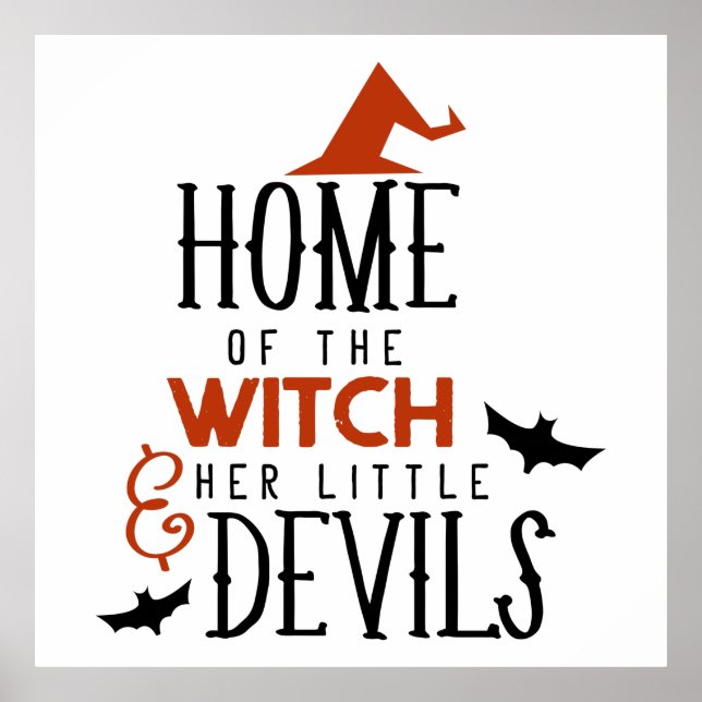 Poster maison de la sorcière et ses petits démons Hallowe (Devant)