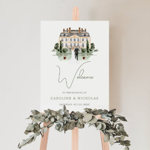 Poster Maison de maître anglaise classique mariage aquare