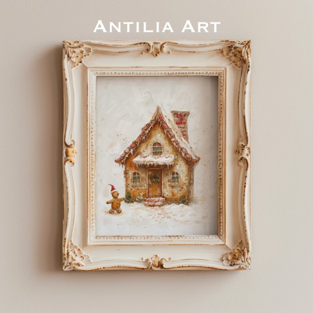 Poster Maison de pain d'épices Peinture de Noël Whimsical (Créateur téléchargé)