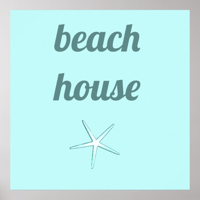 Poster Maison de plage Nautique Turquoise Bleu Blanc Star (Devant)