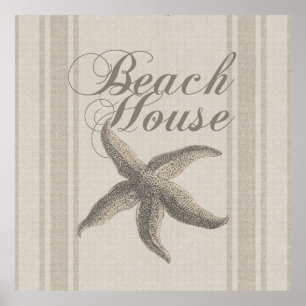 Poster Maison de plage Starfish Bord de mer Côté côte