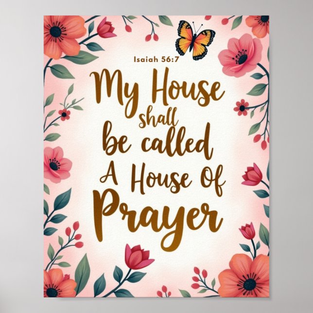 Poster Maison de prière 8" X 10" Mur (Devant)