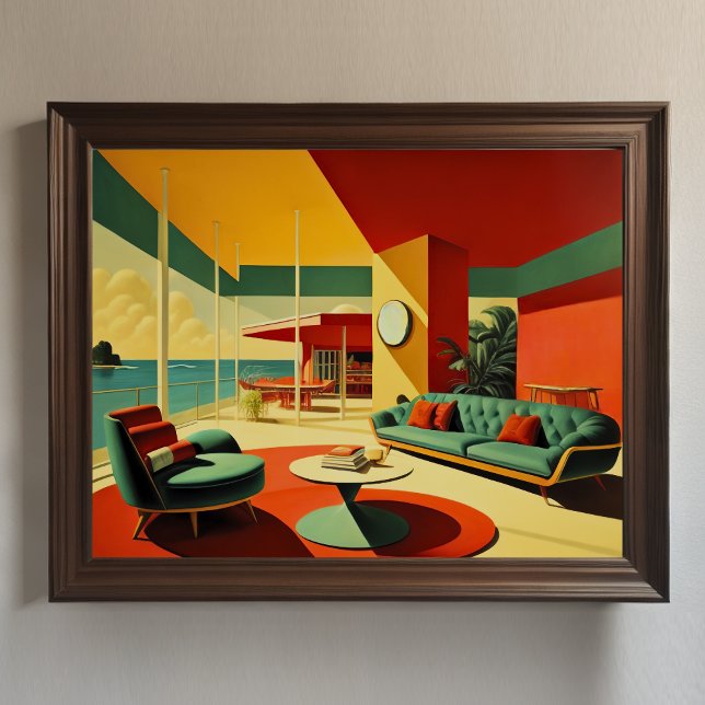Poster Maison de rêve moderne du milieu du siècle vieille (Créateur téléchargé)