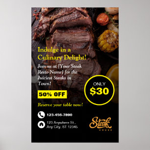 Poster Maison de steak, Resto de steak, Flyer de restaura