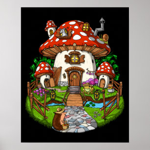 Poster Maison des champignons