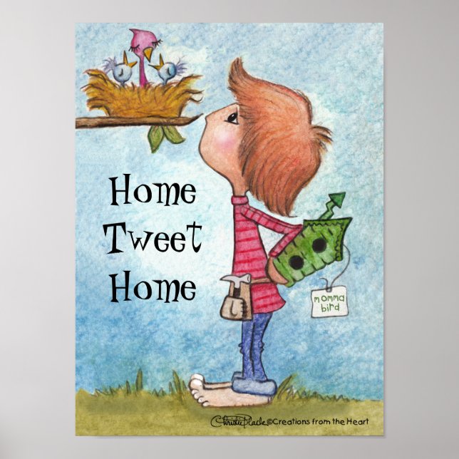 Poster Maison d'oiseau Cadeau - Accueil Tweet Accueil (Devant)