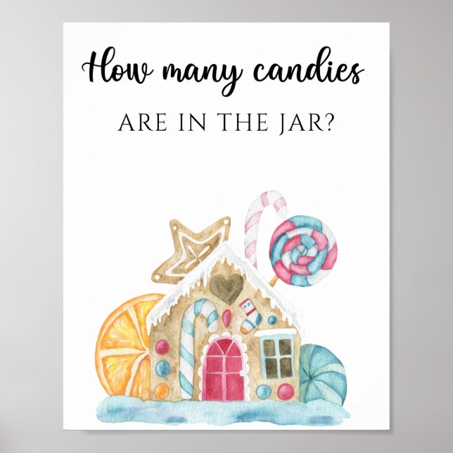 Poster Maison en pain d'épices - devinez combien de bonbo (Devant)