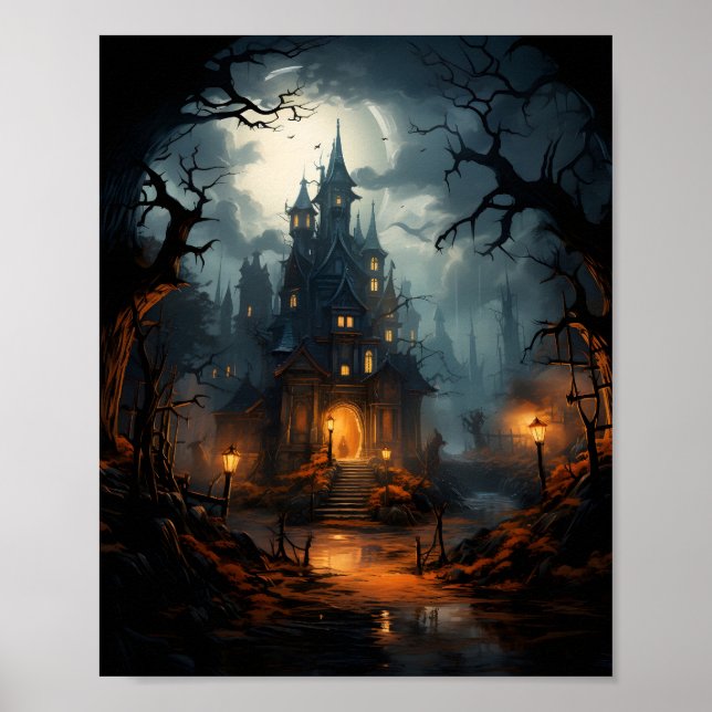 Poster Maison hantée d'Halloween (Devant)