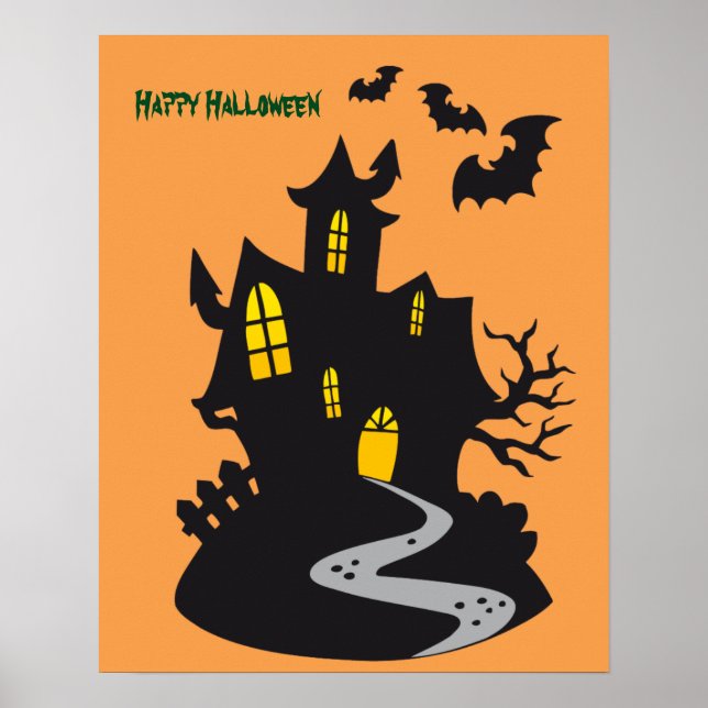 Poster Maison hantée d'Halloween (Devant)
