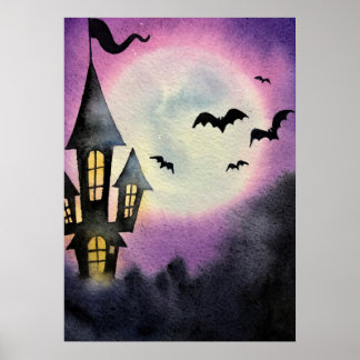 Poster Maison hantée d'Halloween, Mansion Éffrayante Dépl