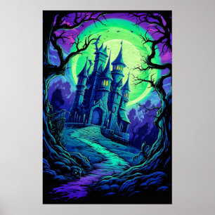 Poster Maison hantée d'Halloween super Éffrayante