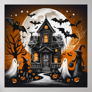 Poster Maison hantée Halloween