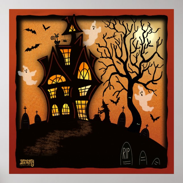 Poster Maison hantée Halloween Inspirivity Classroom (Devant)