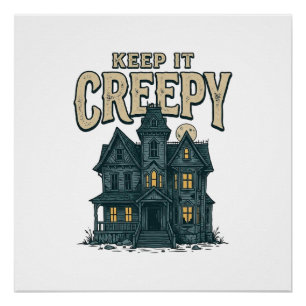 Poster Maison Hantée Vintage Creepy Halloween Dés