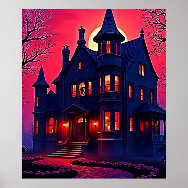 Poster Maison Haunted éffrayant à Dusk Design (Devant)