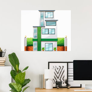 Poster Maison Multi-Étages Moderne Maison Contemporaine