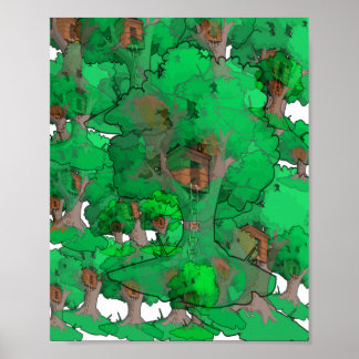 POSTER MAISON SUR ARBRE