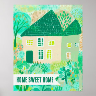 Poster MAISON SWEET HOME Maison personnalisée Jardin Illu